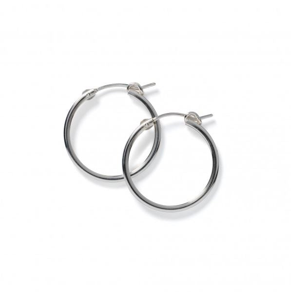 Silver Smooth Flat Round Hoop Earrings