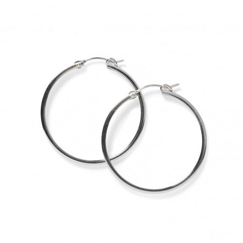 Silver Square Tubing Hoop Earrings