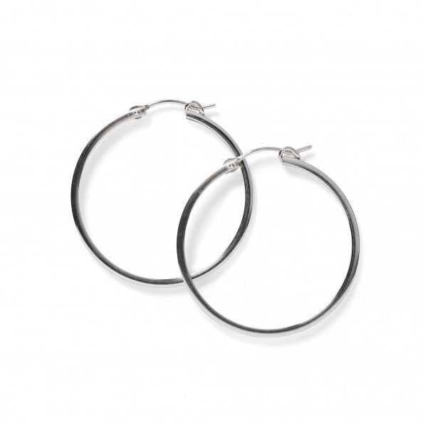 Silver Square Tubing Hoop Earrings