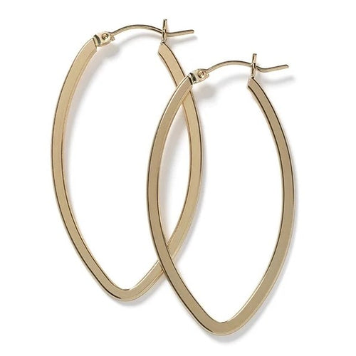 Gold Filled Flat Pointed Oval Hoop Earrings