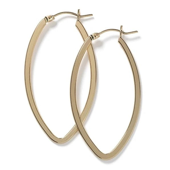 Gold Filled Flat Pointed Oval Hoop Earrings