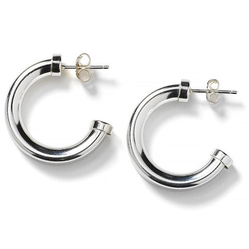 Silver Squared Round Hoop Earrings