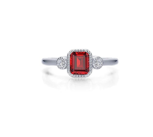 Square January Birthstone Ring