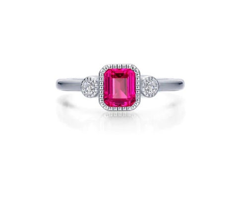 Square July Birthstone Ring