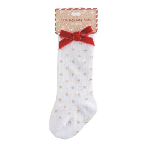 Knee High Baby Socks - Gold Dot