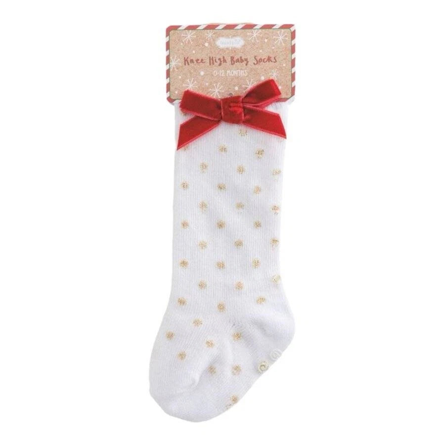 Knee High Baby Socks - Gold Dot