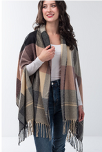 Load image into Gallery viewer, Large Plaid Scarf Wrap, 2 Asst
