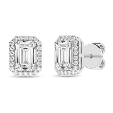 Load image into Gallery viewer, Emerald Halo Stud Earrings