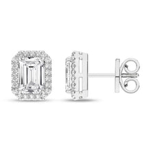 Load image into Gallery viewer, Emerald Halo Stud Earrings