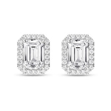 Load image into Gallery viewer, Emerald Halo Stud Earrings
