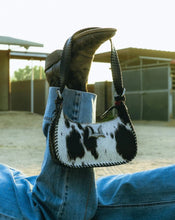 Load image into Gallery viewer, Dannia Medium Purse - Black &amp; White Cowhide