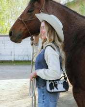 Load image into Gallery viewer, Dannia Medium Purse - Black &amp; White Cowhide