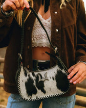 Load image into Gallery viewer, Dannia Medium Purse - Black &amp; White Cowhide