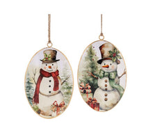 Load image into Gallery viewer, Snowman Disk Ornaments- 2 asst