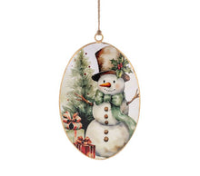 Load image into Gallery viewer, Snowman Disk Ornaments- 2 asst