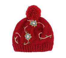 Load image into Gallery viewer, Embroidered Beanie Hats w/Pom-Pom - 4 asst