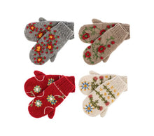 Load image into Gallery viewer, Embroidered Spruce Mitten Pairs- 4 asst