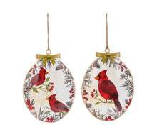 Load image into Gallery viewer, Cardinal Disk Ornaments- 2 asst
