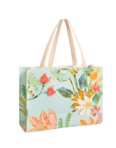 Market Tote Queenie Tropical Floral Sea Foam