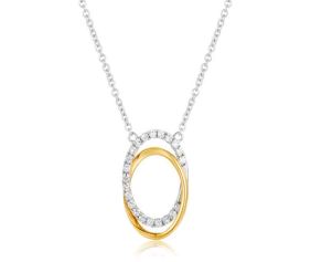 Diamond and Gold Interlocking Oval Necklace