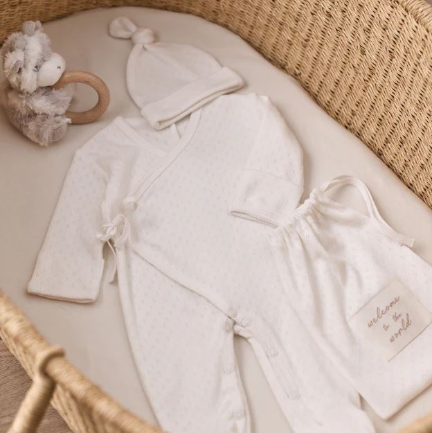 Organic Cotton Pointelle 2 Piece Preemie Layette Set