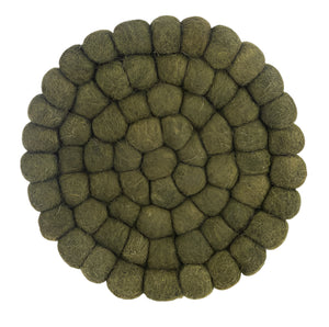Oversized Handmade Felted Wool Pom Trivet, 4 asst