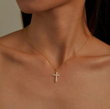 Load image into Gallery viewer, 0.36 CTW Cross Pendant Necklace- Gold