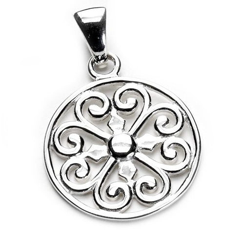 Large Round Heart Scroll Pendant