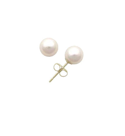 14K Yellow Gold 8mm Cultured Pearl Earring