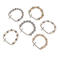 Load image into Gallery viewer, Pearl &amp; Stone Cross Bracelet