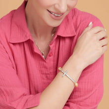 Load image into Gallery viewer, Pearl &amp; Stone Cross Bracelet