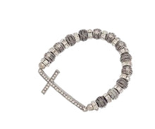 Load image into Gallery viewer, Pearl &amp; Stone Cross Bracelet