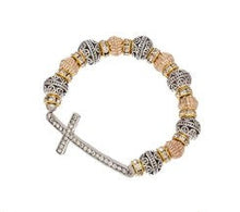 Load image into Gallery viewer, Pearl &amp; Stone Cross Bracelet