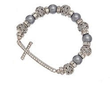 Load image into Gallery viewer, Pearl &amp; Stone Cross Bracelet