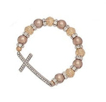Load image into Gallery viewer, Pearl &amp; Stone Cross Bracelet