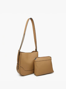 Poppy Vegan Paneled Crossbody- Tan
