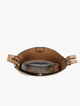 Load image into Gallery viewer, Poppy Vegan Paneled Crossbody- Tan
