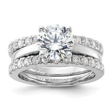 Load image into Gallery viewer, Sterling Silver Rhodium-plated 8mm CZ Solitaire with 2 Bands