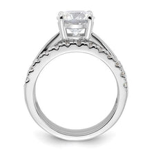 Load image into Gallery viewer, Sterling Silver Rhodium-plated 8mm CZ Solitaire with 2 Bands