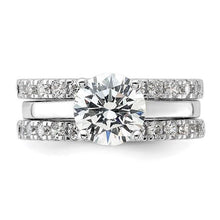 Load image into Gallery viewer, Sterling Silver Rhodium-plated 8mm CZ Solitaire with 2 Bands