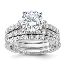Load image into Gallery viewer, Sterling Silver Rhodium-plated 8mm CZ Solitaire with 2 Bands
