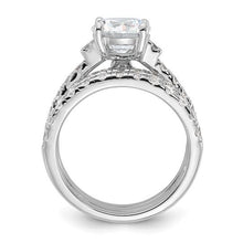 Load image into Gallery viewer, Sterling Silver Rhodium-plated 8mm CZ Solitaire with 2 Bands