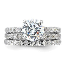 Load image into Gallery viewer, Sterling Silver Rhodium-plated 8mm CZ Solitaire with 2 Bands