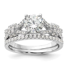 Load image into Gallery viewer, Sterling Silver Rhodium-plated Polished CZ Engagement Set