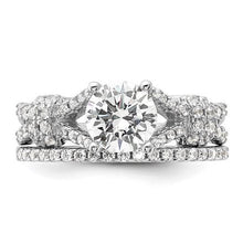Load image into Gallery viewer, Sterling Silver Rhodium-plated Polished CZ Engagement Set