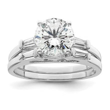 Load image into Gallery viewer, Sterling Silver Rhodium-plated CZ Two-Piece Wedding Set
