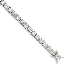 Load image into Gallery viewer, Rhodium-plated Sterling Silver Baguette and Round CZ Bracelet