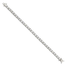 Load image into Gallery viewer, Rhodium-plated Sterling Silver Baguette and Round CZ Bracelet