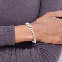 Load image into Gallery viewer, Rhodium-plated Sterling Silver Baguette and Round CZ Bracelet