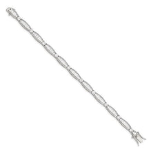 Load image into Gallery viewer, Rhodium-plated Sterling Silver Baguette and Round CZ Bracelet